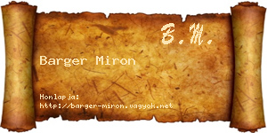 Barger Miron névjegykártya